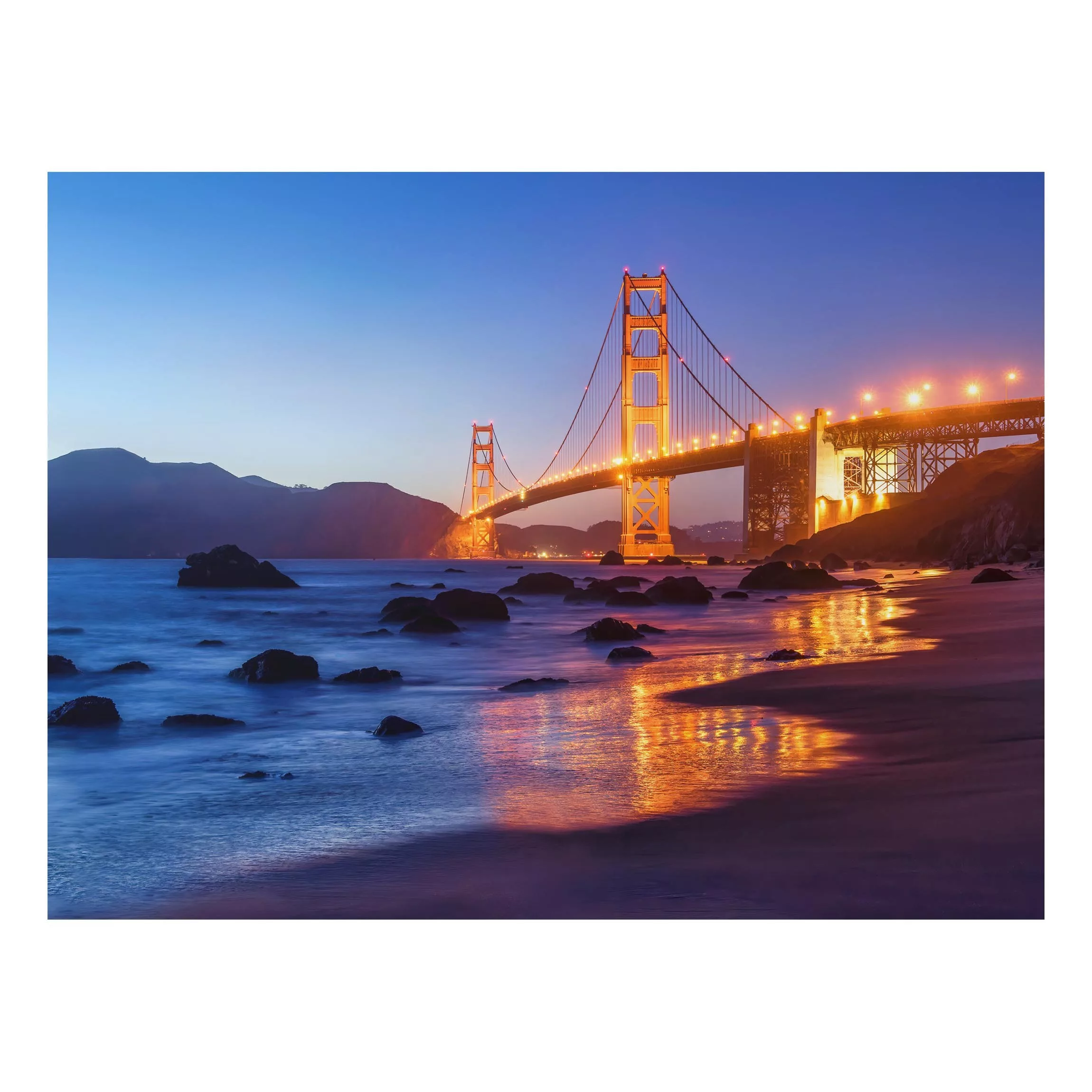 Alu-Dibond Bild Golden Gate Bridge am Abend günstig online kaufen