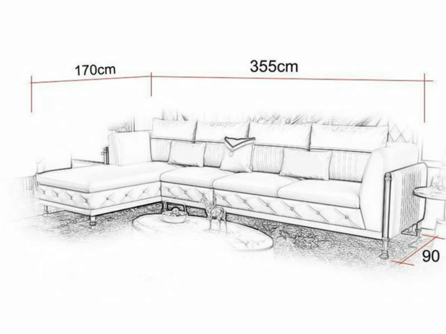 Xlmoebel Ecksofa Hochwertiges Wohnzimmer Ecksofa in Leder mit Polsterung, H günstig online kaufen