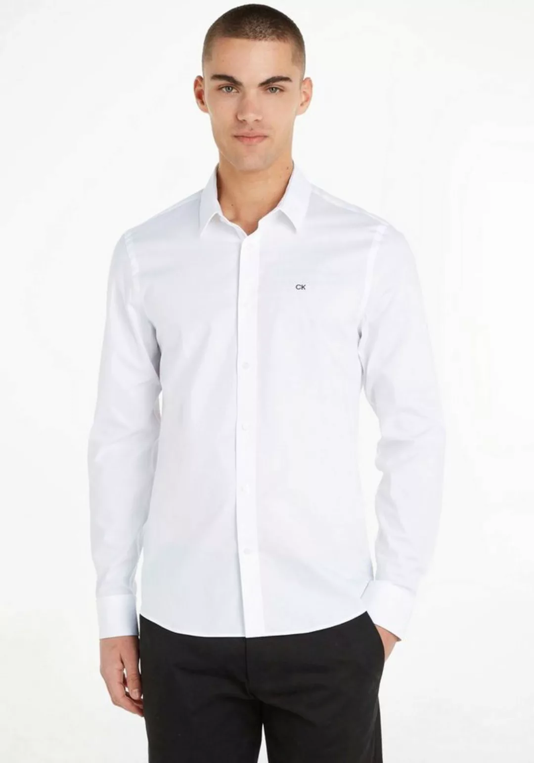 Calvin Klein Businesshemd STRETCH POPLIN SLIM SHIRT mit Calvin Klein Logo a günstig online kaufen