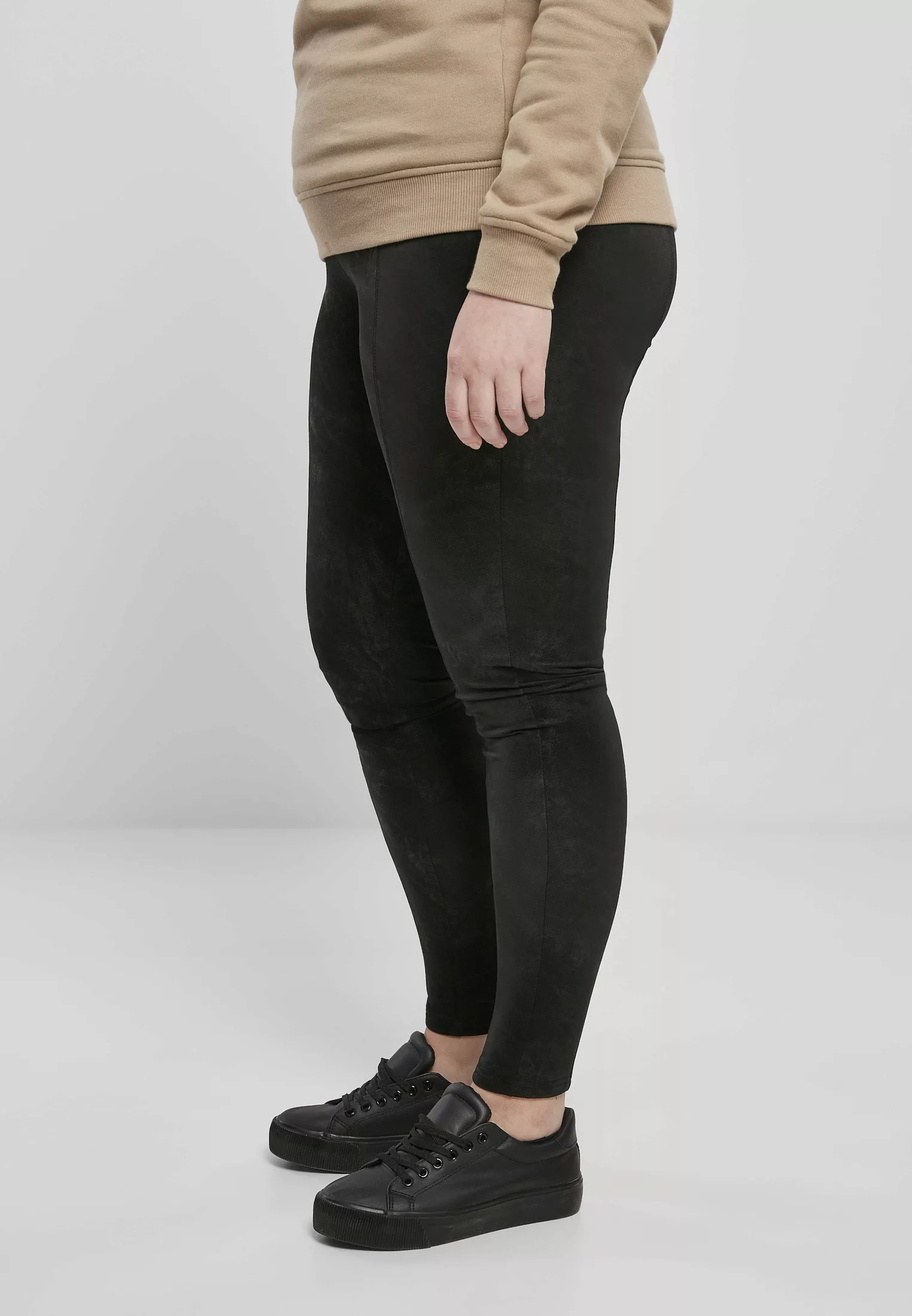 URBAN CLASSICS Leggings "Urban Classics Damen Ladies Washed Faux Leather Pa günstig online kaufen