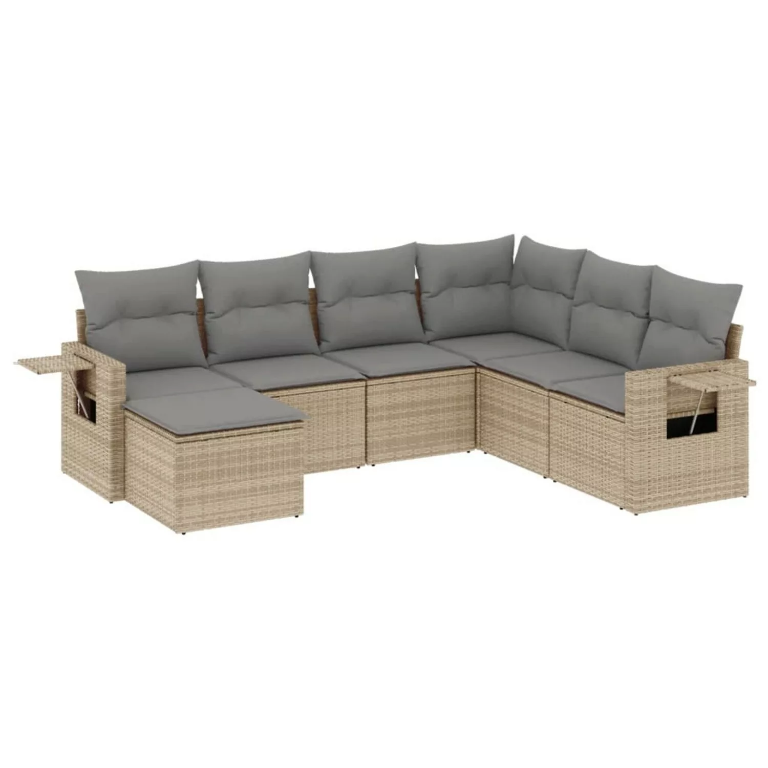 vidaXL 7-tlg Garten-Sofagarnitur mit Kissen Beige Poly Rattan Modell 257 günstig online kaufen