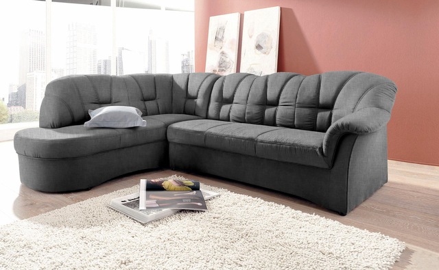 DOMO collection Ecksofa "Papenburg, zeitlose Rückensteppung, elegante Armle günstig online kaufen