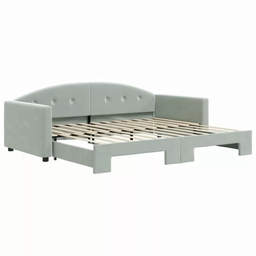 furnicato Bett Tagesbett Ausziehbar Hellgrau 90x200 cm Samt (1-tlg) günstig online kaufen