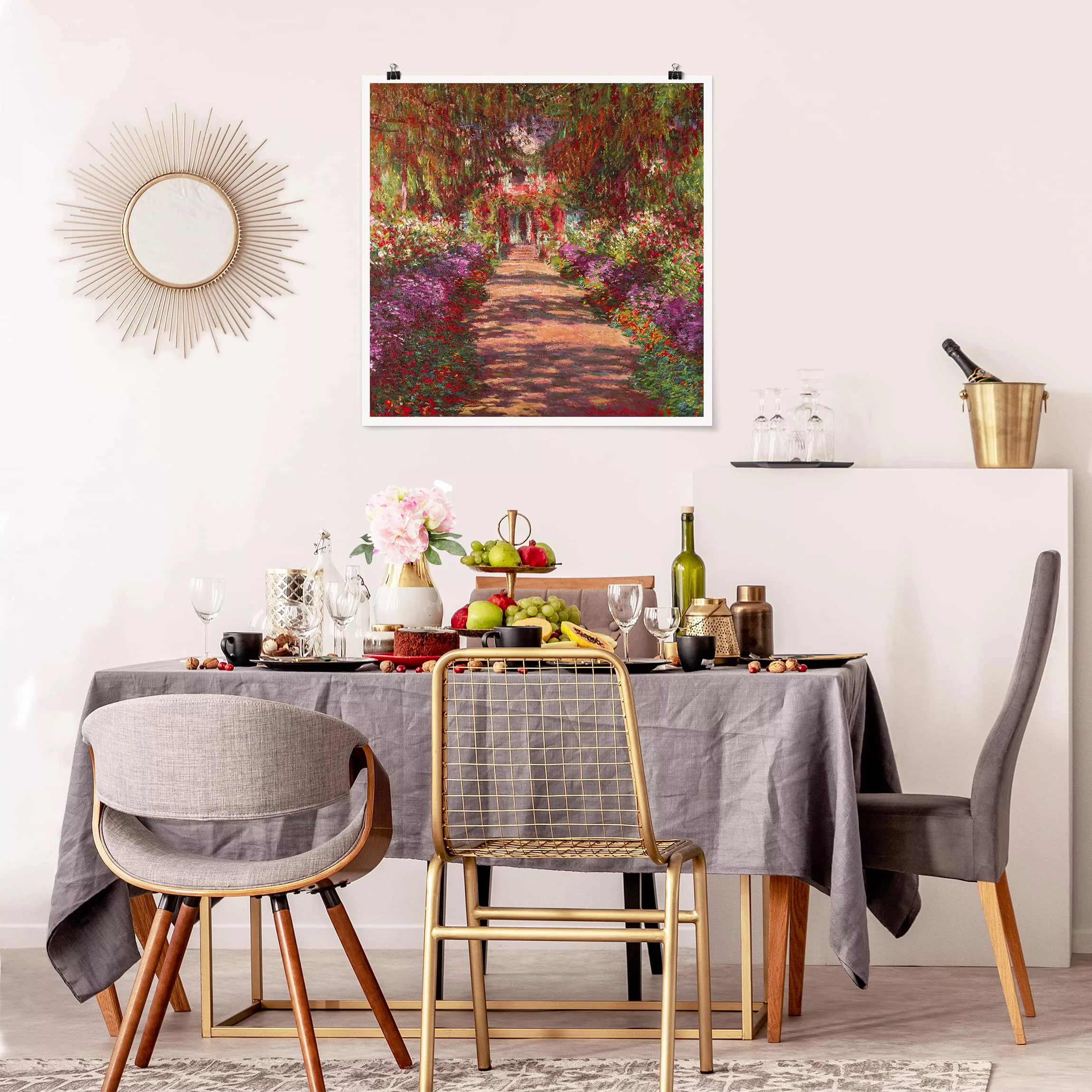 Poster Blumen - Quadrat Claude Monet - Weg in Monets Garten in Giverny günstig online kaufen