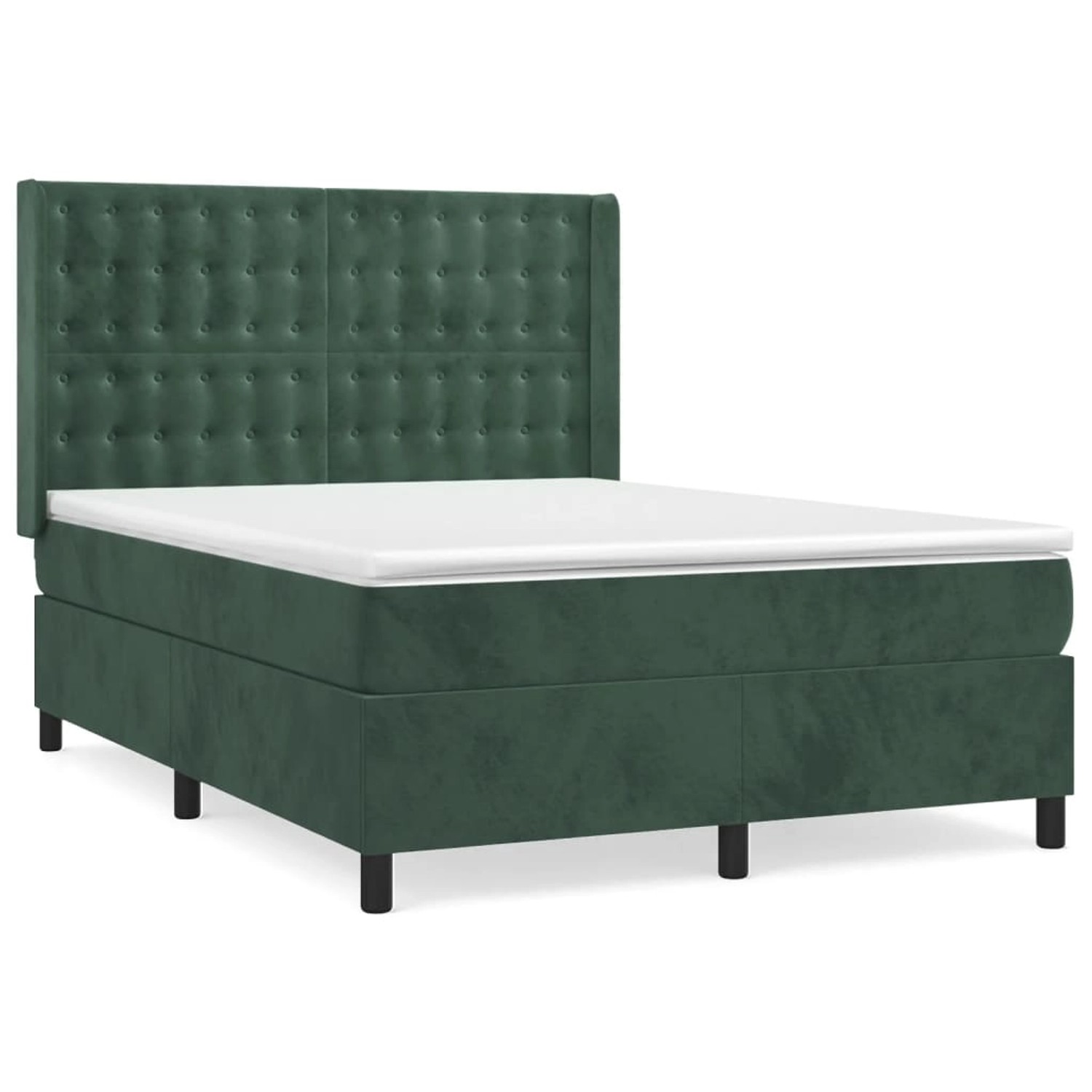 vidaXL Boxspringbett mit Matratze Dunkelgrün 140x200 cm Samt1467035 günstig online kaufen