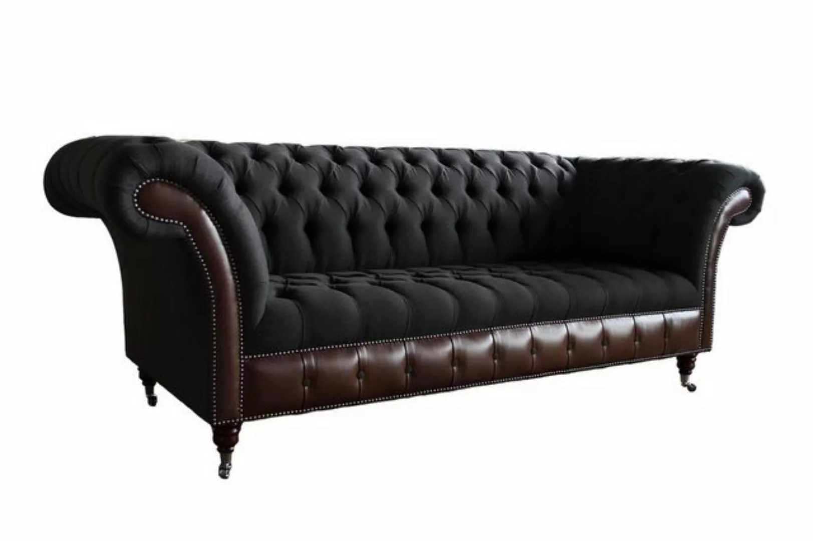 JVmoebel 3-Sitzer Chesterfield Design Braun Polster Sofa Couch Grau, 1 Teil günstig online kaufen