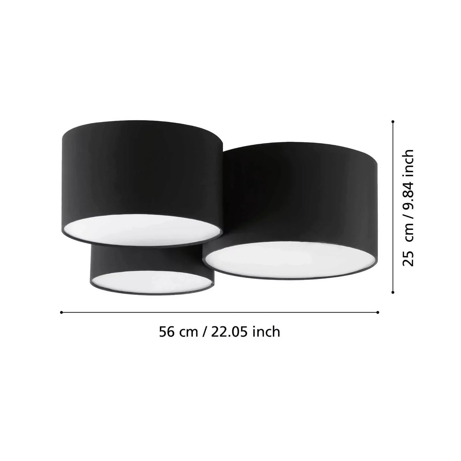Deckenlampe Pastore 2,  Länge 61 cm, schwarz, 3-flg., Stoff günstig online kaufen