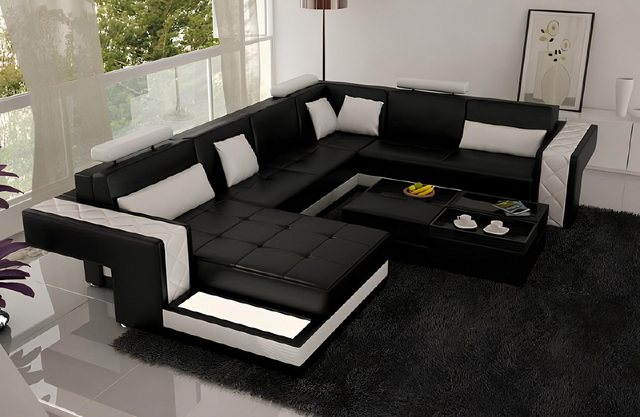 Xlmoebel Ecksofa Neue Wohnlandschaft in U-Form mit Ledersofa in Übergröße u günstig online kaufen