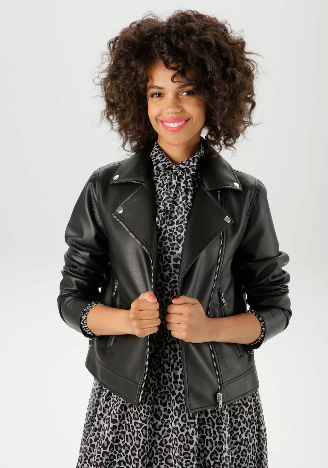Aniston CASUAL Lederimitatjacke, im Biker-Style - NEUE KOLLEKTION günstig online kaufen