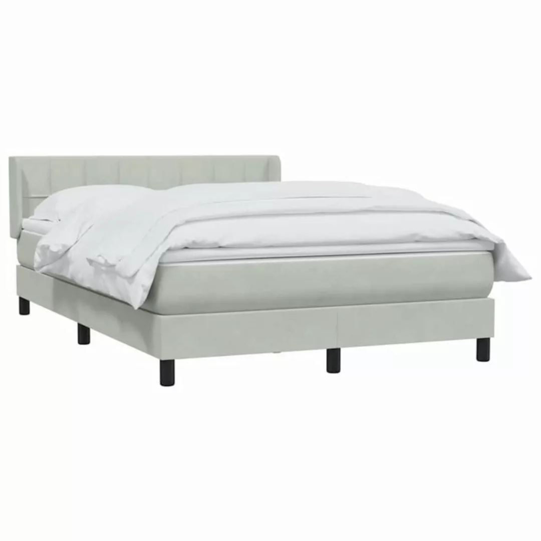 vidaXL Bett Boxspringbett mit Matratze Hellgrau 140x210 cm Samt günstig online kaufen