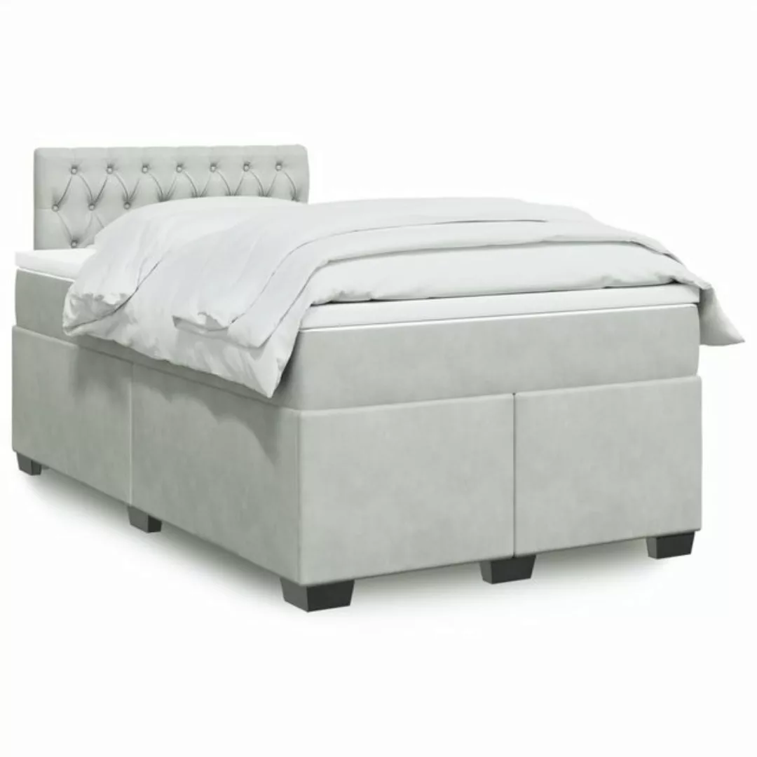 vidaXL Boxspringbett mit Matratze Hellgrau 120x190 cm Samt2106954 günstig online kaufen