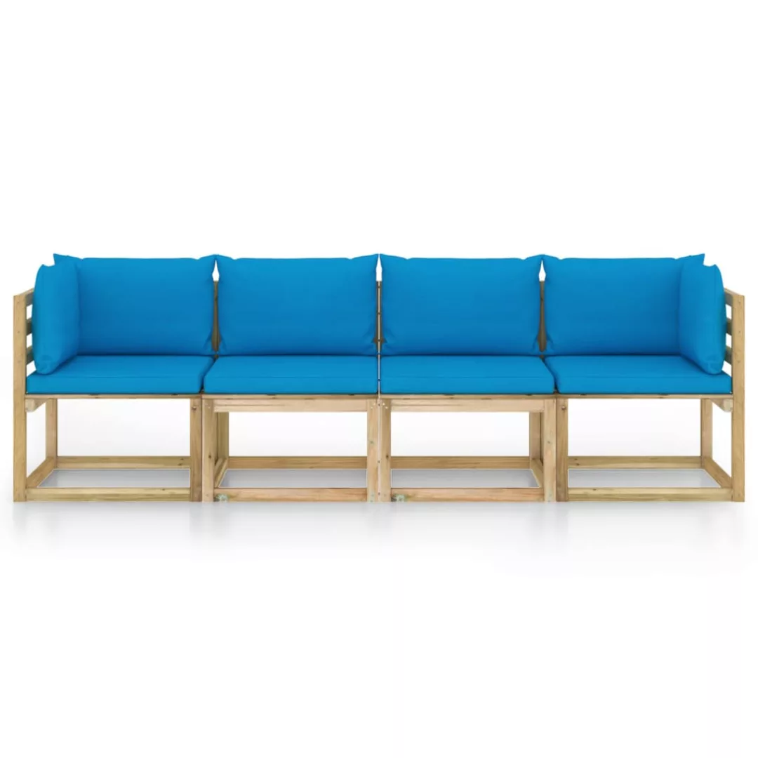 4-sitzer-gartensofa Mit Hellblauen Kissen günstig online kaufen