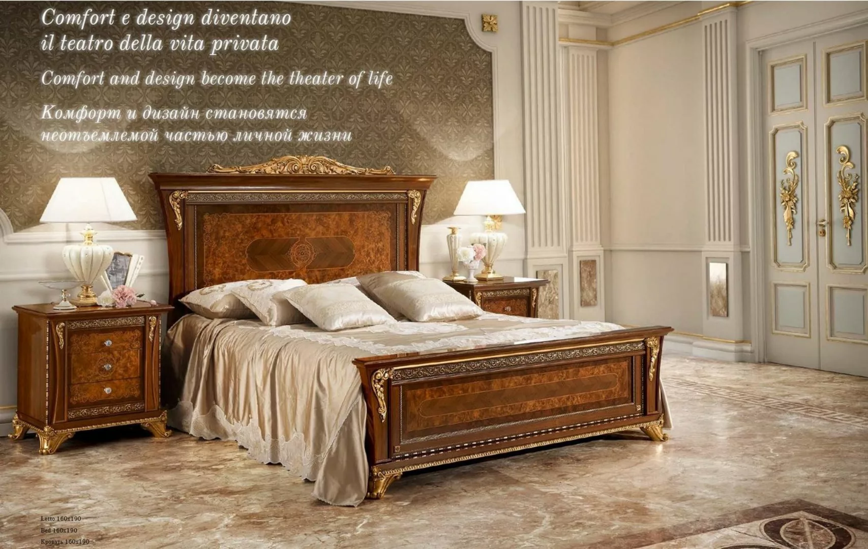 JVmoebel Bett Doppelbett Betten Designbetten Bizzotto Möbel Massiv Holz Bet günstig online kaufen