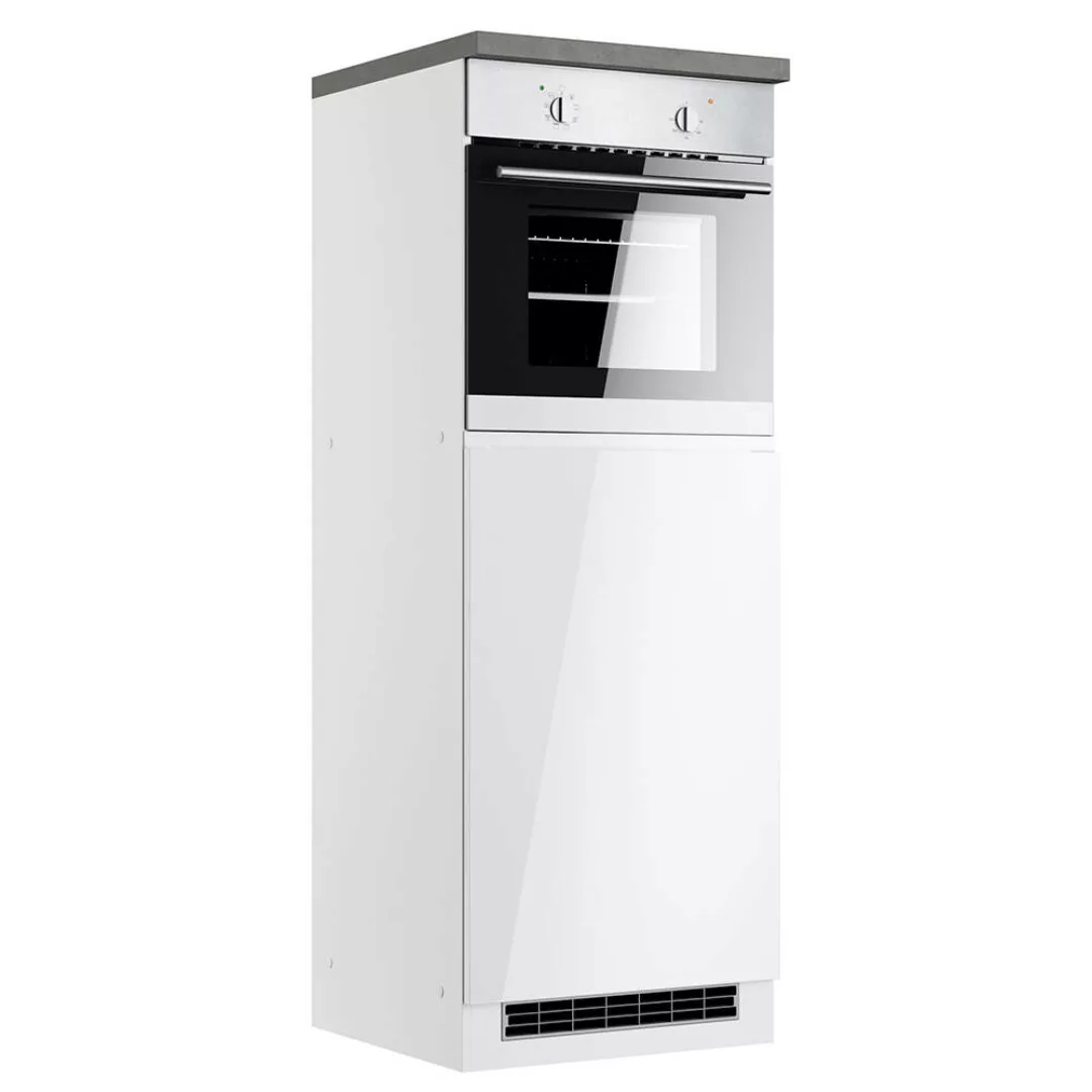 Umbauschrank für Kühlschrank und Backofen 60 cm in Hochglanz weiß, Arbeitsp günstig online kaufen