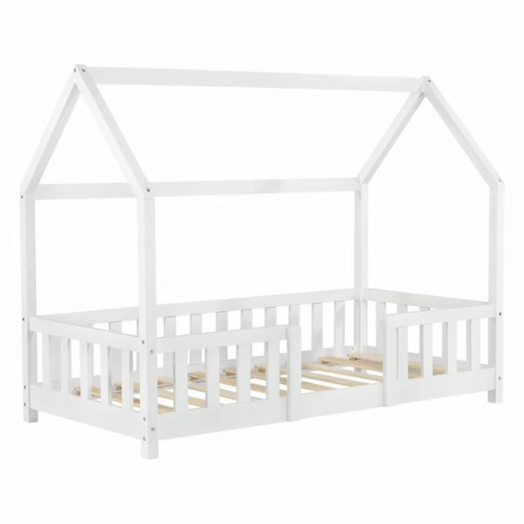 en.casa Kinderbett, »Sisimiut« Haus-Optik mit Rausfallschutz 70x140cm Weiß günstig online kaufen