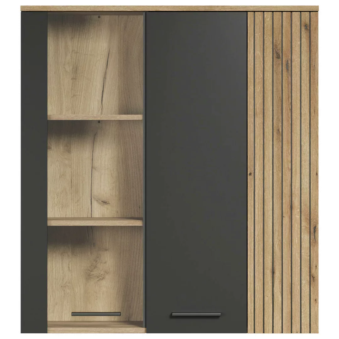 ebuy24 Vitrine Esteban Vitrinenschrank Wandschrank grau, Eiche de günstig online kaufen