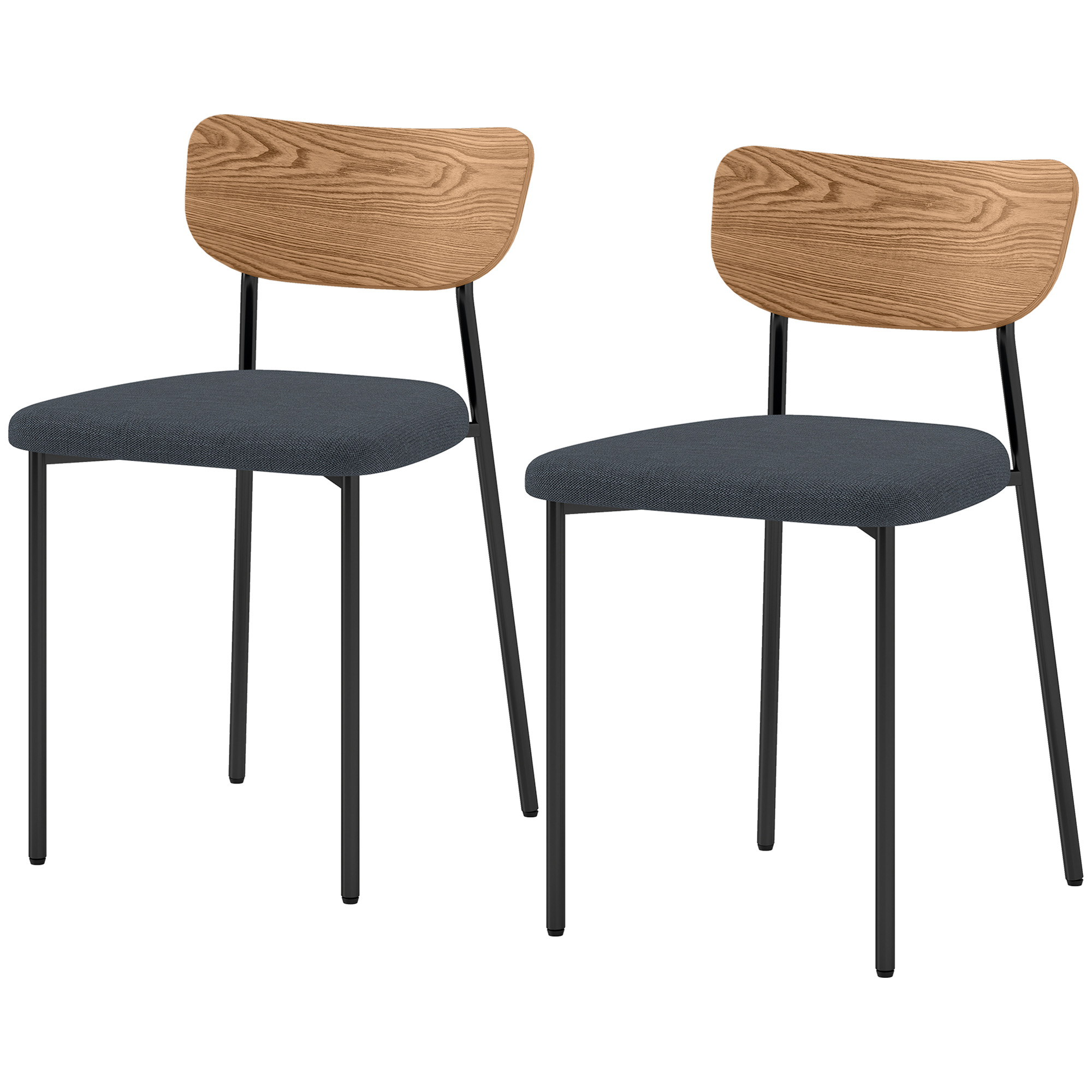 HOMCOM Esszimmerstühle 2er-Set Küchenstuhl mit Rückenlehne, Leinenoptik, St günstig online kaufen