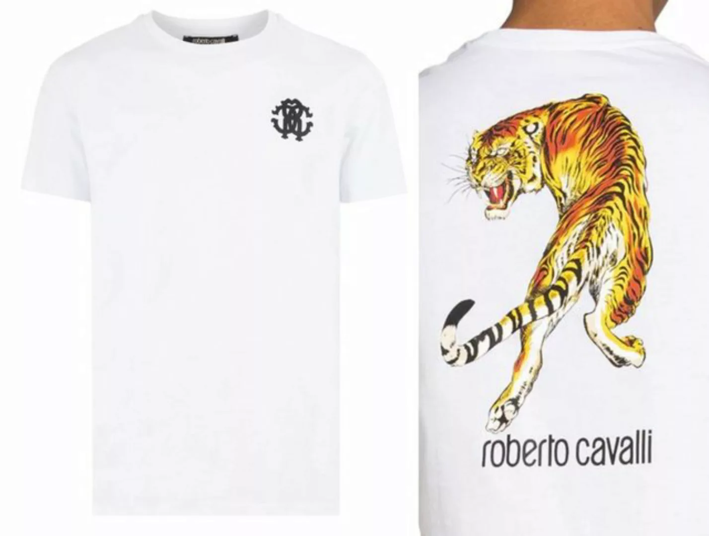 roberto cavalli T-Shirt ROBERTO CAVALLI FIRENZE TIGER LOGO PRINT LUXURY CRE günstig online kaufen