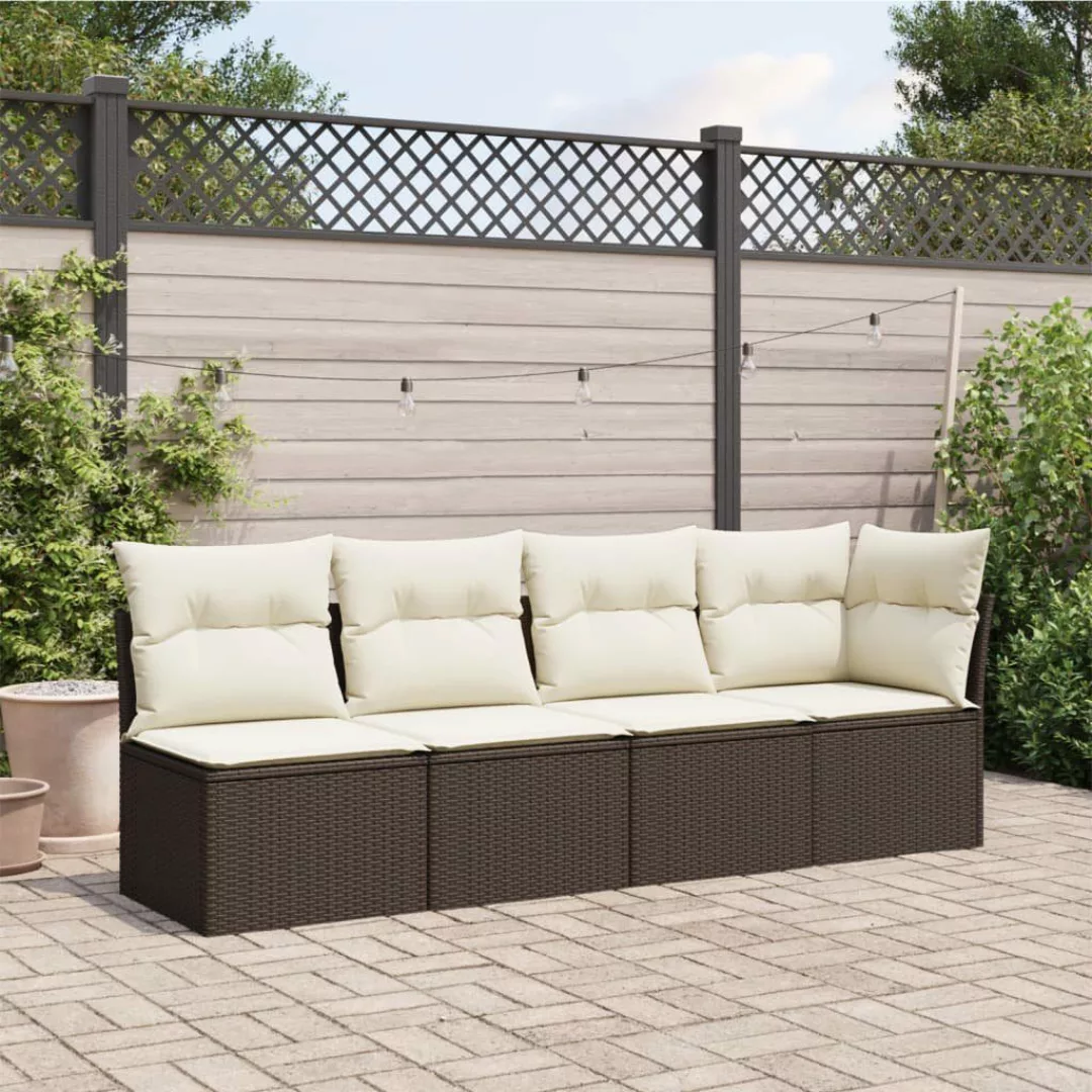 vidaXL Loungesofa Gartensofa mit Kissen 4-Sitzer günstig online kaufen