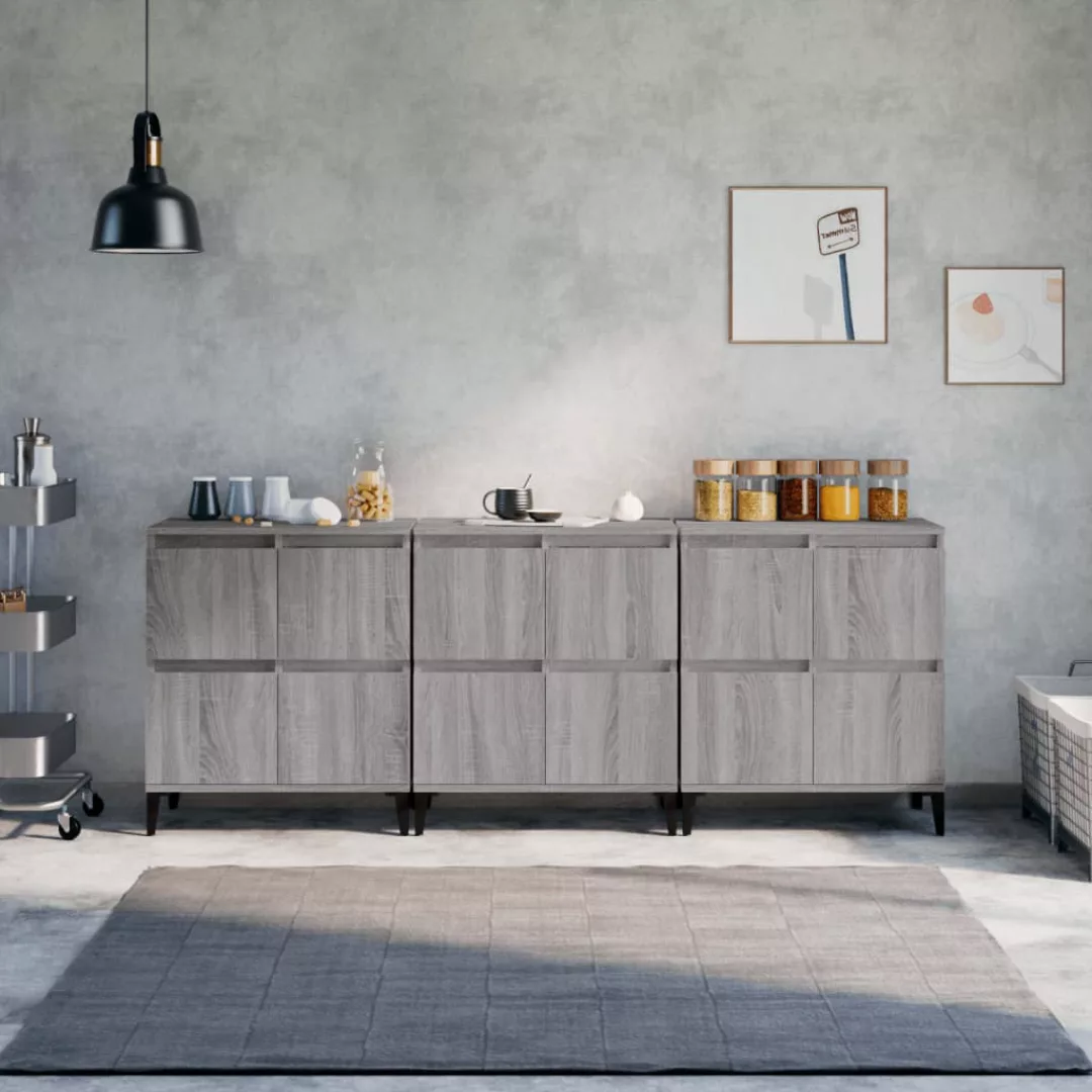 Vidaxl Sideboards 3 Stk. Grau Sonoma 60x35x70 Cm Holzwerkstoff günstig online kaufen