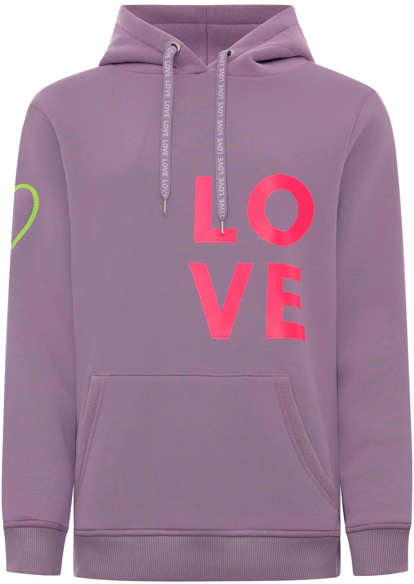 Zwillingsherz Kapuzensweatshirt, mit "Love"-Aufdruck und gesticktem Herz am günstig online kaufen