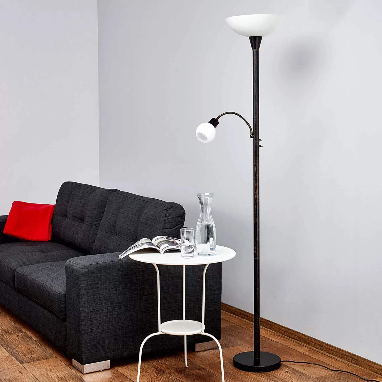 Lindby Stehlampe Elaina, Leselicht, rostfarben, 180 cm, E27 günstig online kaufen