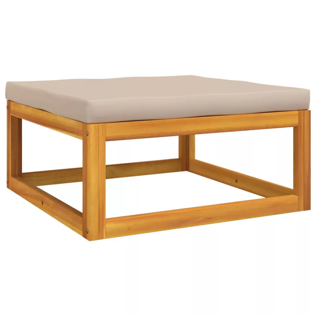 vidaXL Sofaelement Gartenhocker mit Kissen Taupe günstig online kaufen