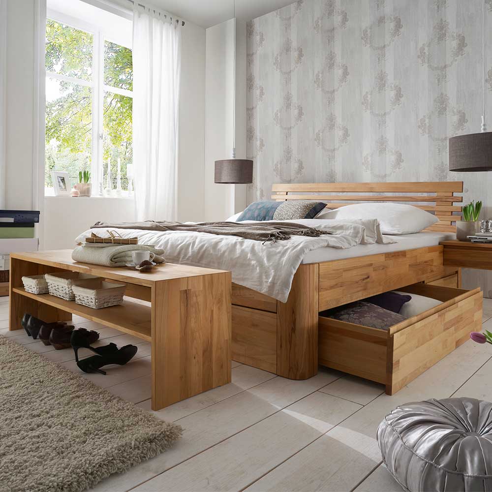 Schlafzimmer Set Kernbuche massiv geölt 88 cm hoch (zweiteilig) günstig online kaufen