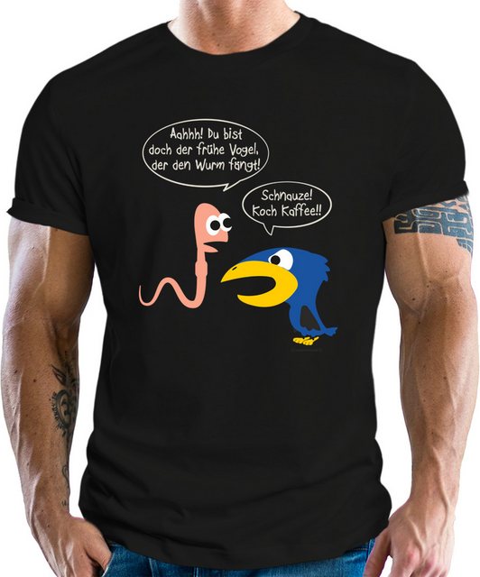 RAHMENLOS® T-Shirt für den Morgenmuffel: du bist doch der frühe Vogel... günstig online kaufen