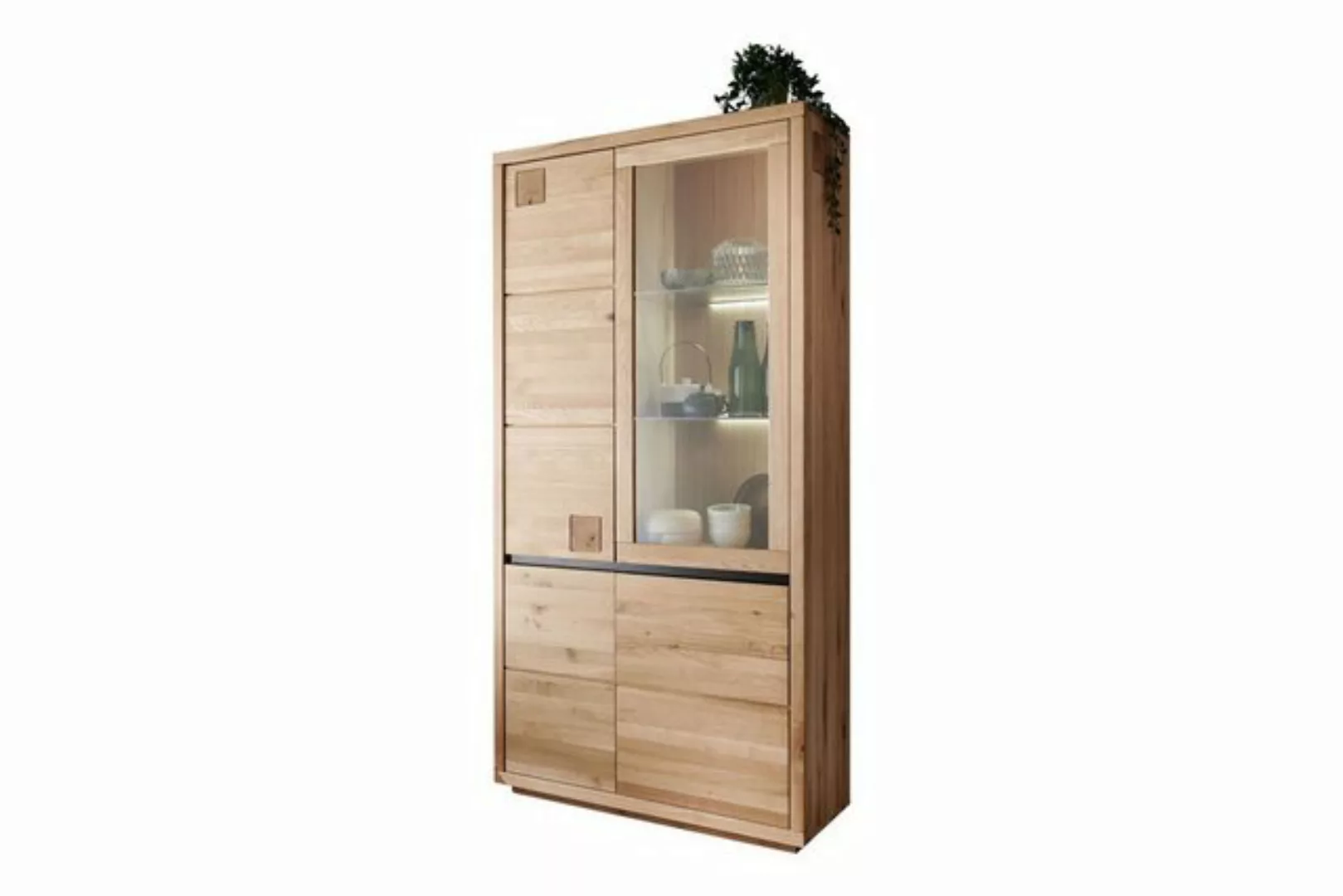 Main Möbel Vitrine Vitrine Schrank 103x205cm Wildeiche geölt Bergamo günstig online kaufen