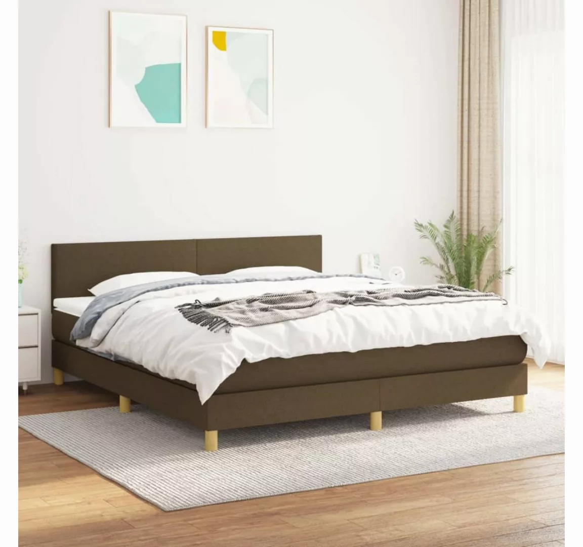 vidaXL Boxspringbett Boxspringbett mit Matratze Dunkelbraun 160x200 cm Stof günstig online kaufen