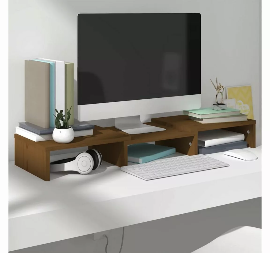 furnicato TV-Schrank Monitorständer Honigbraun 60x24x10,5 cm Massivholz Kie günstig online kaufen