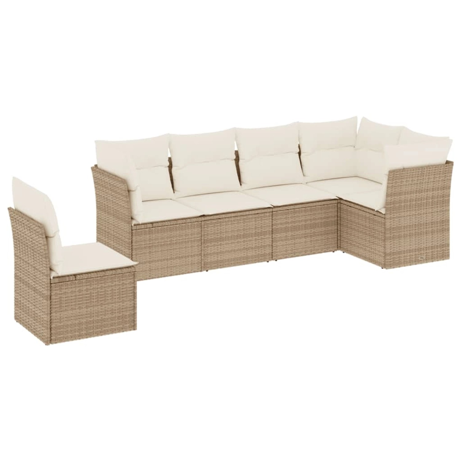 vidaXL 6-Tlg Garten-Sofagarnitur mit Kissen Beige Poly Rattan 3217698 günstig online kaufen