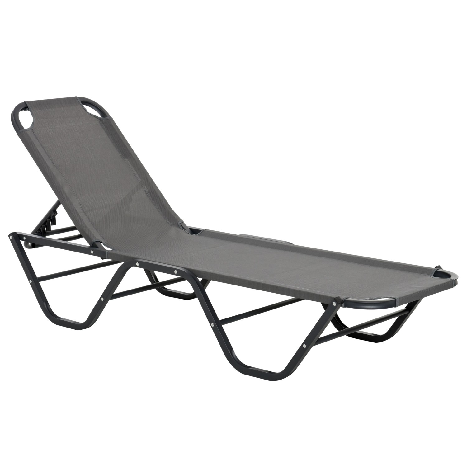 Outsunny Sonnenliege 5-Stufig Verstellbare Gartenliege Grau Schwarz günstig online kaufen
