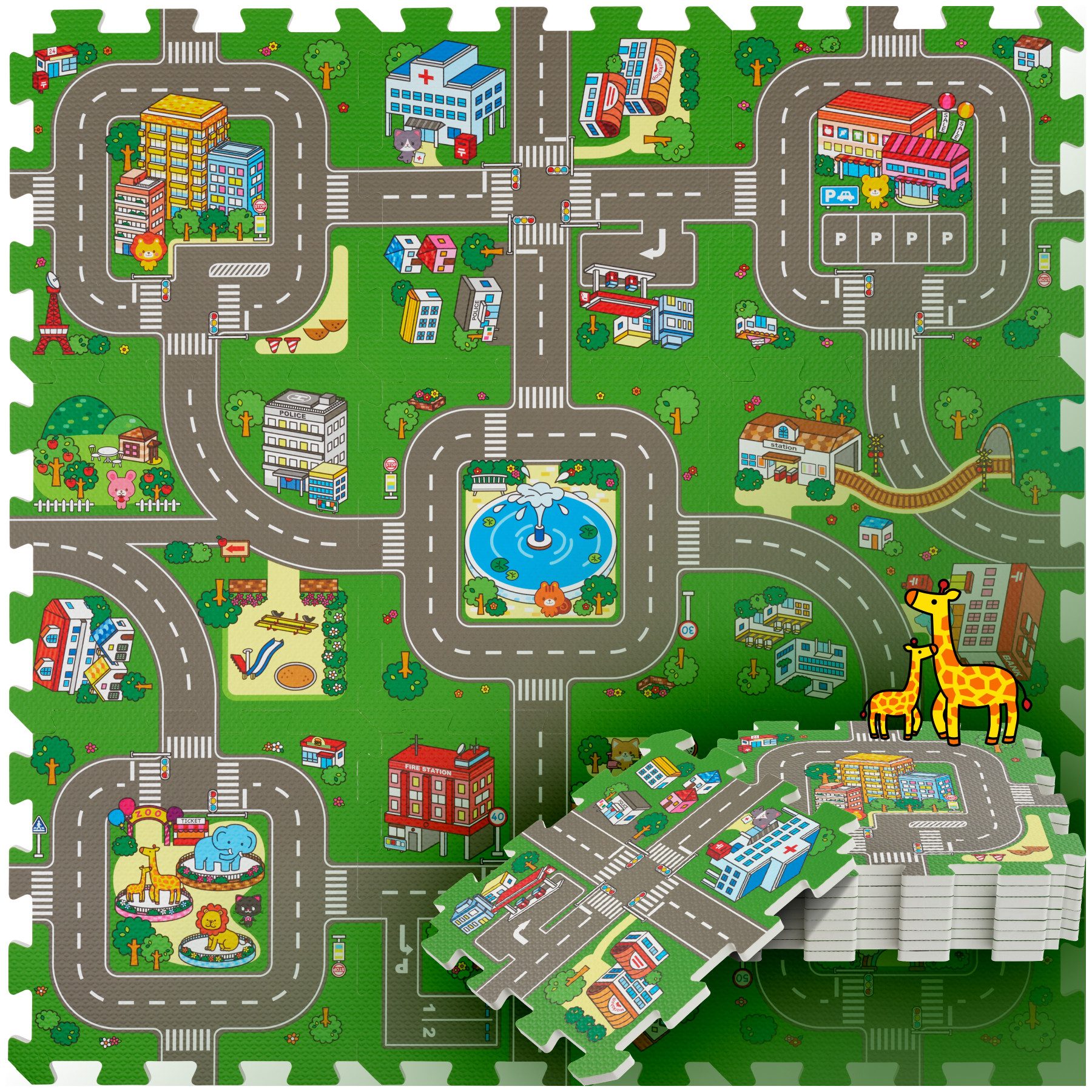 tectake Puzzlematte MyCity, (1-tlg., 9-tlg), 9-teilig, günstig online kaufen