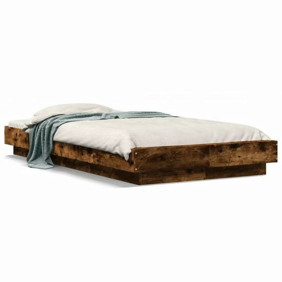 vidaXL Bettgestell, Bettrahmen Räuchereiche 90x200 cm Holzwerkstoff günstig online kaufen