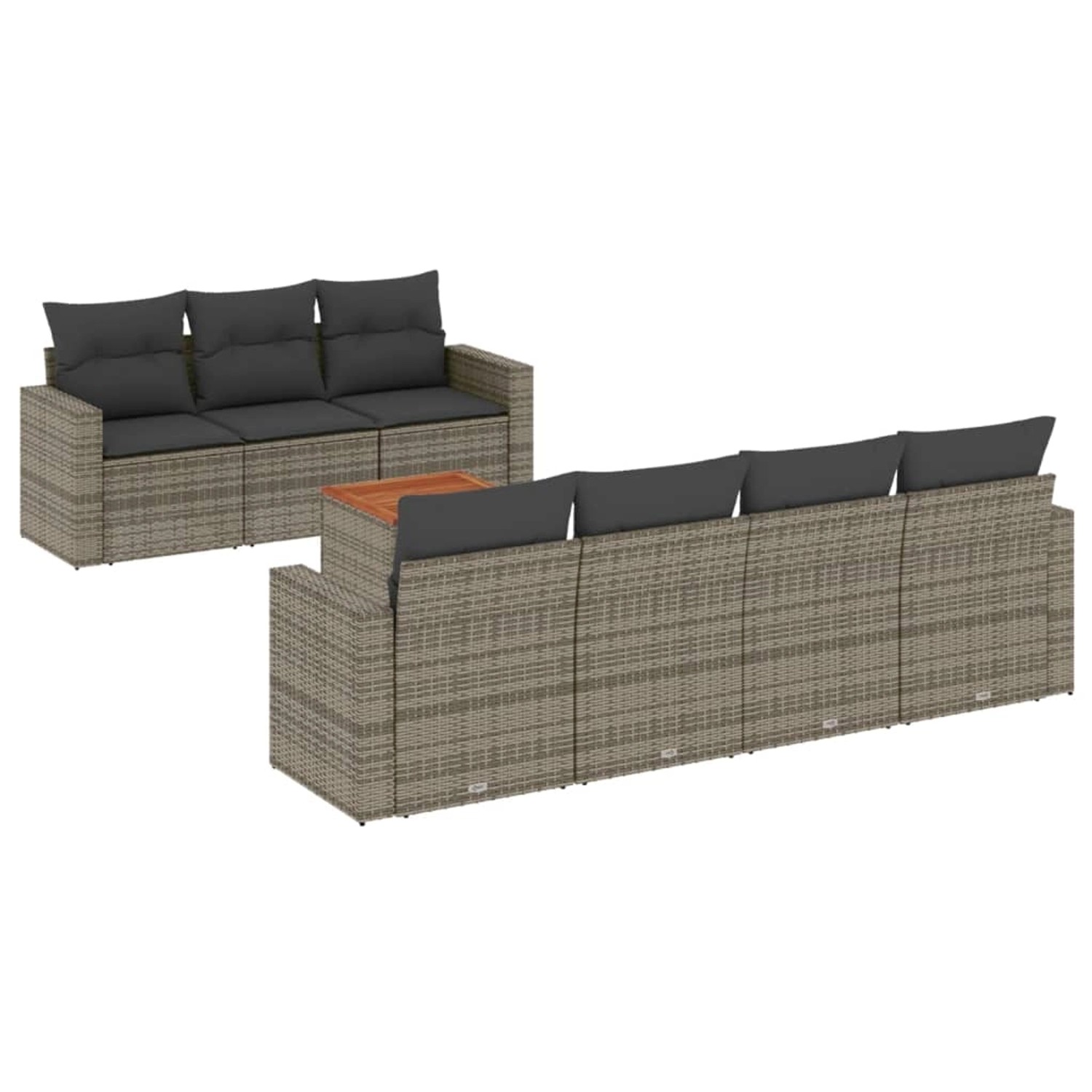 vidaXL 8-Tlg Garten-Sofagarnitur mit Kissen Grau Poly Rattan 3224030 günstig online kaufen