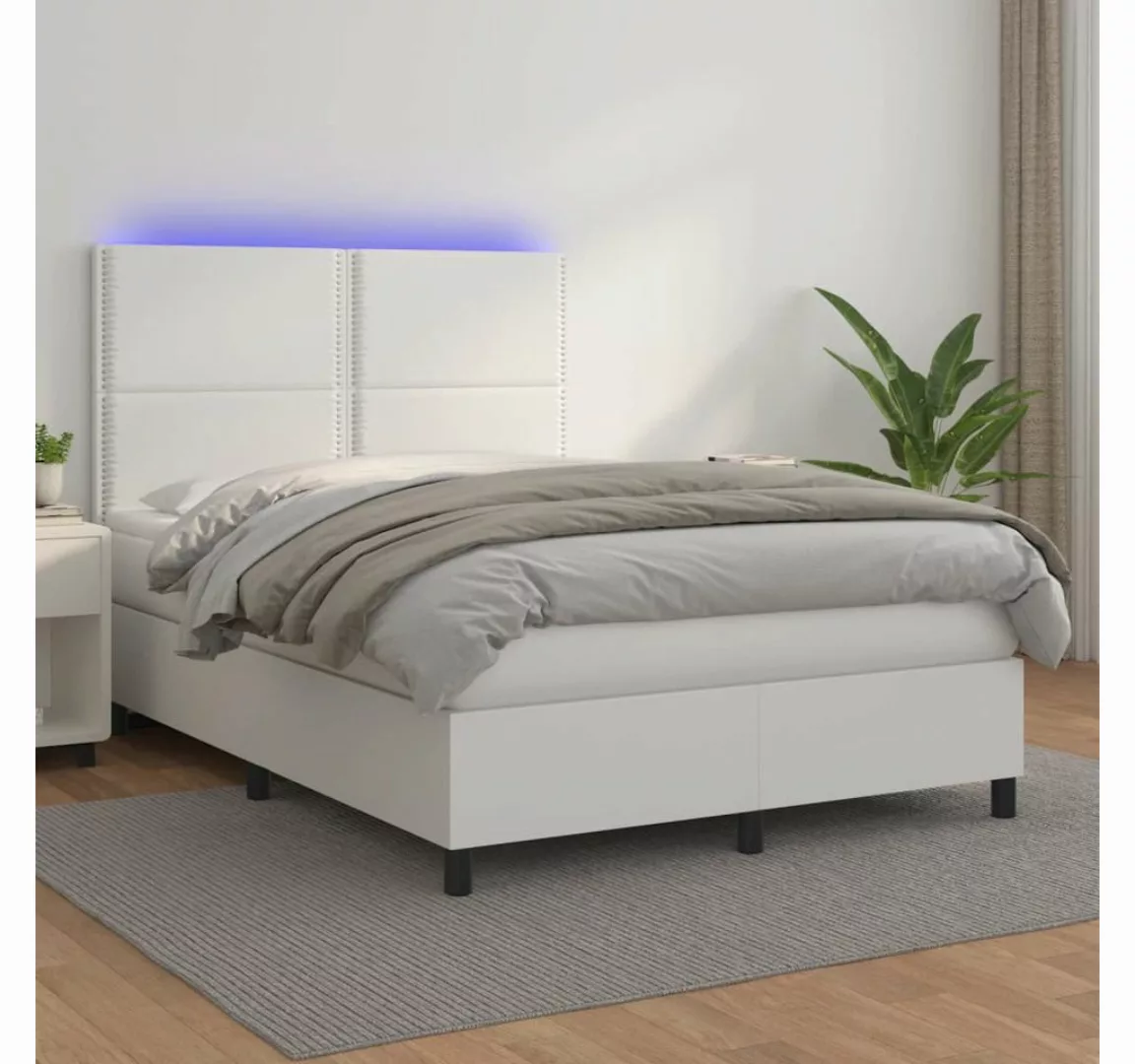 vidaXL Boxspringbett Boxspringbett mit Matratze & LED Kunstleder (140 x 200 günstig online kaufen