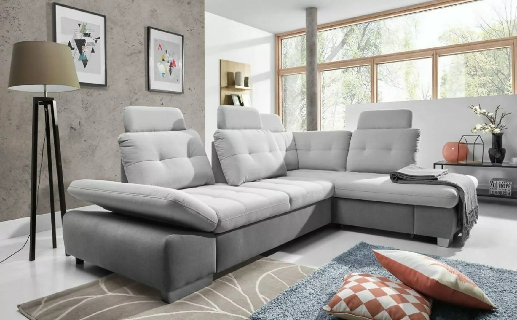 JVmoebel Ecksofa Textil Ecksofa Sofa Couch Polster Eck Garnitur Stoff Wohnl günstig online kaufen