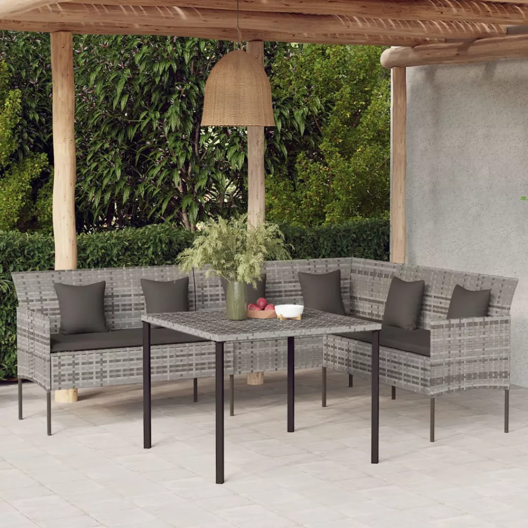 Vidaxl 2-tlg. Garten-essgruppe Mit Kissen Grau Poly Rattan günstig online kaufen