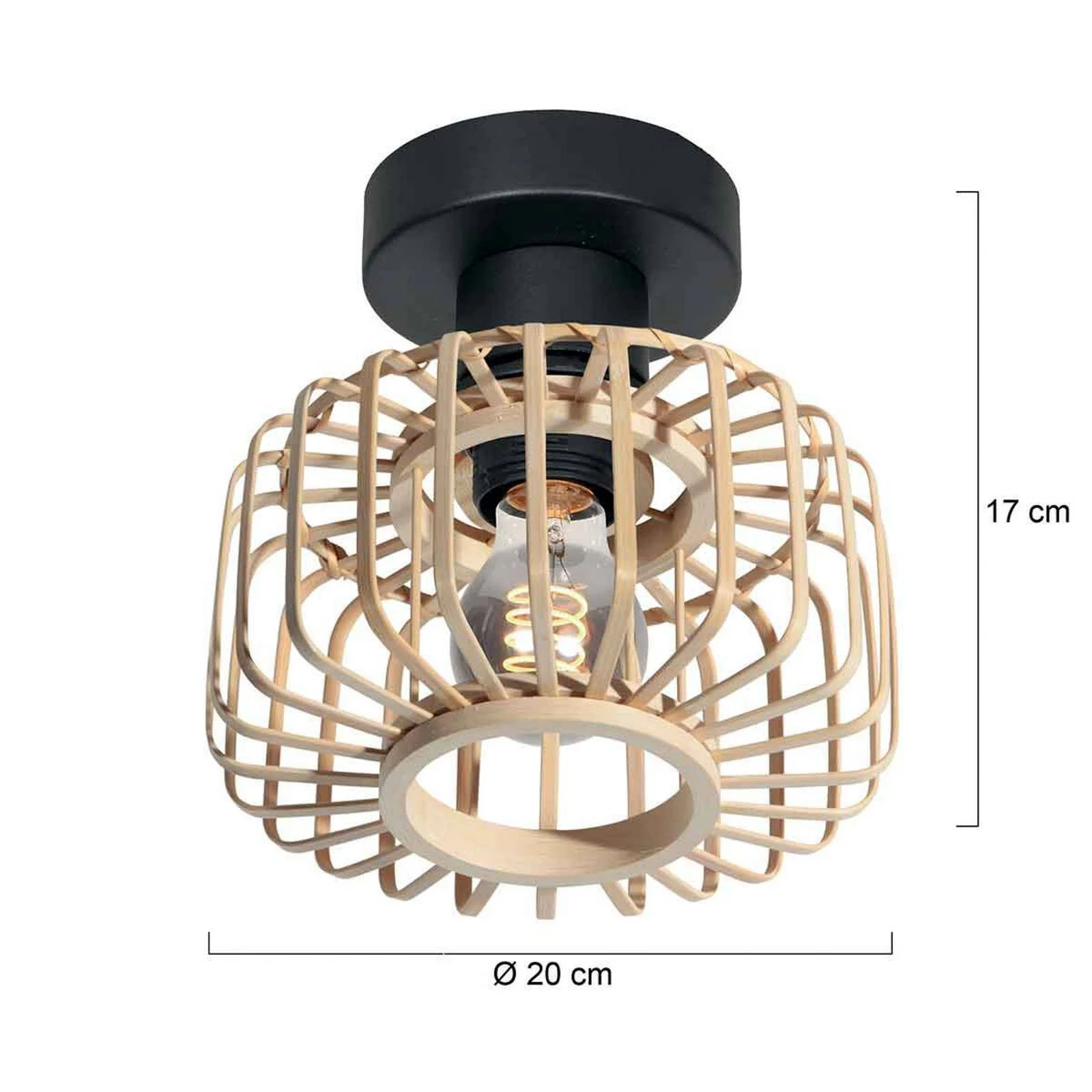 Deckenleuchte Bloeba, Ø 20 cm, Holz, natur, E27 günstig online kaufen