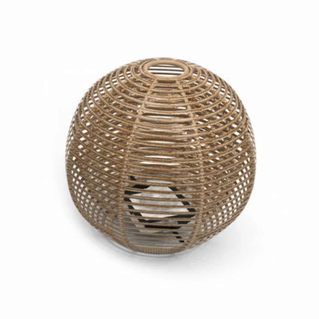 Outdoor-Solarlampe La Lampe Paillotte Sphere plastikmaterial holz natur / G günstig online kaufen