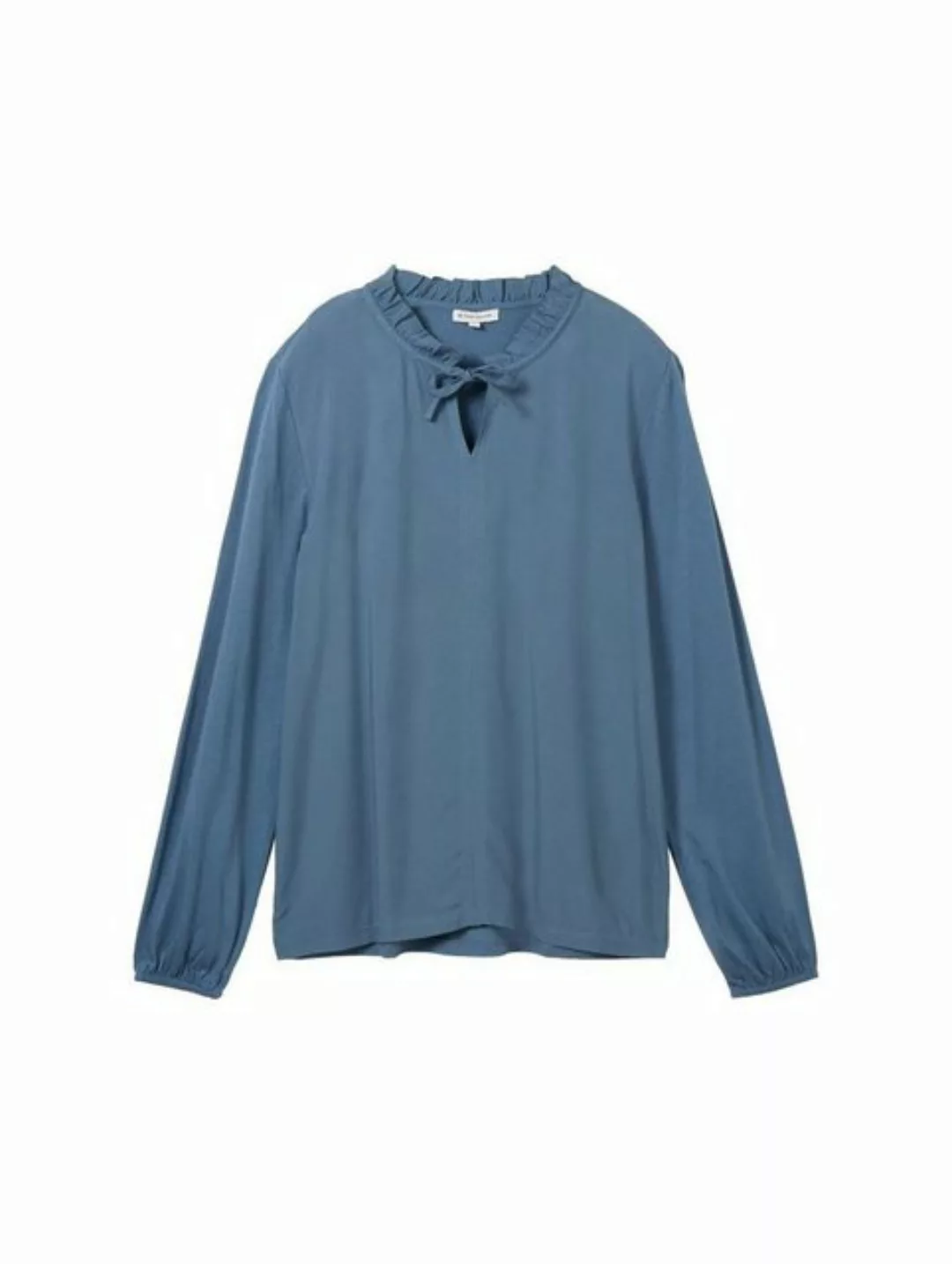 TOM TAILOR T-Shirt T-shirt fabric mix v-neck, Stormy Sea Blue günstig online kaufen