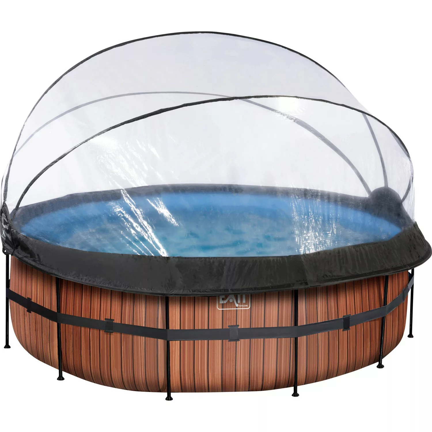 EXIT Wood Pool Braun ø 427 x 122 cm m. Sandfilterpumpe u. Abdeckung günstig online kaufen