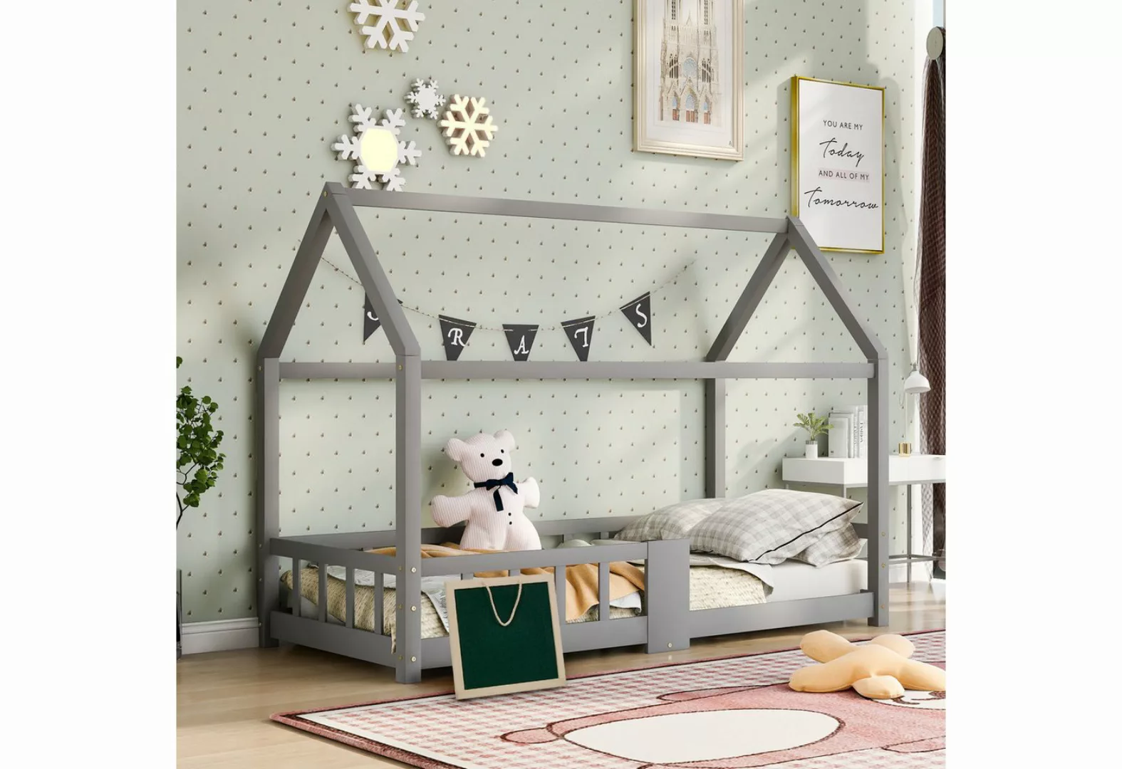 XDeer Kinderbett Kinderbett Hausbett Kiefernholz Kiefern 90 x 200 cm Holzbe günstig online kaufen