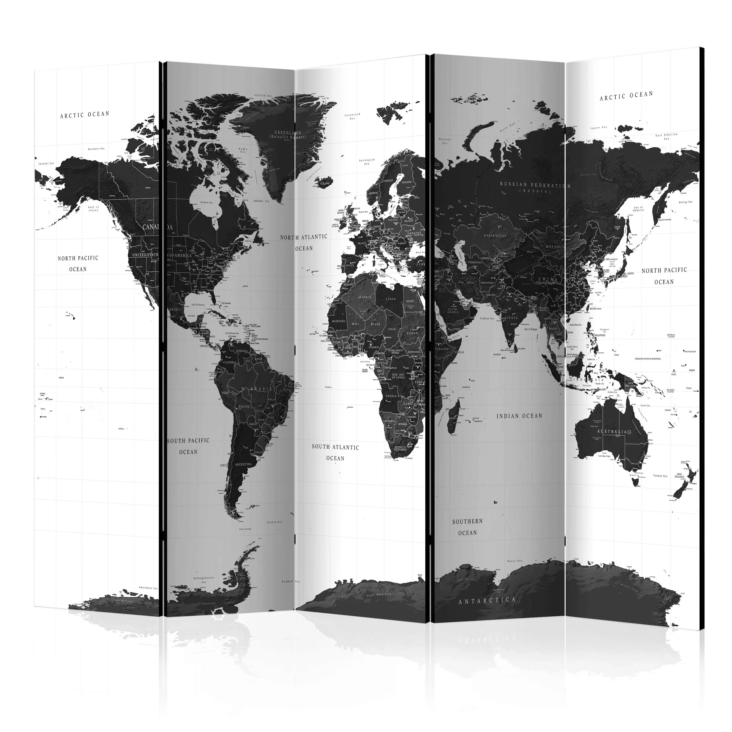 5-teiliges Paravent - Black And White Map Ii [room Dividers] günstig online kaufen