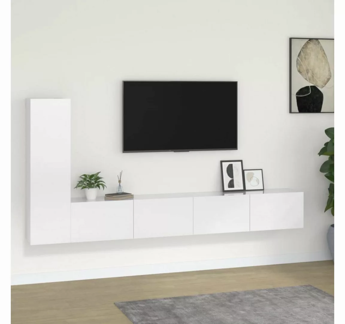furnicato TV-Schrank 3-tlg. TV-Schrank-Set Hochglanz-Weiß Holzwerkstoff günstig online kaufen