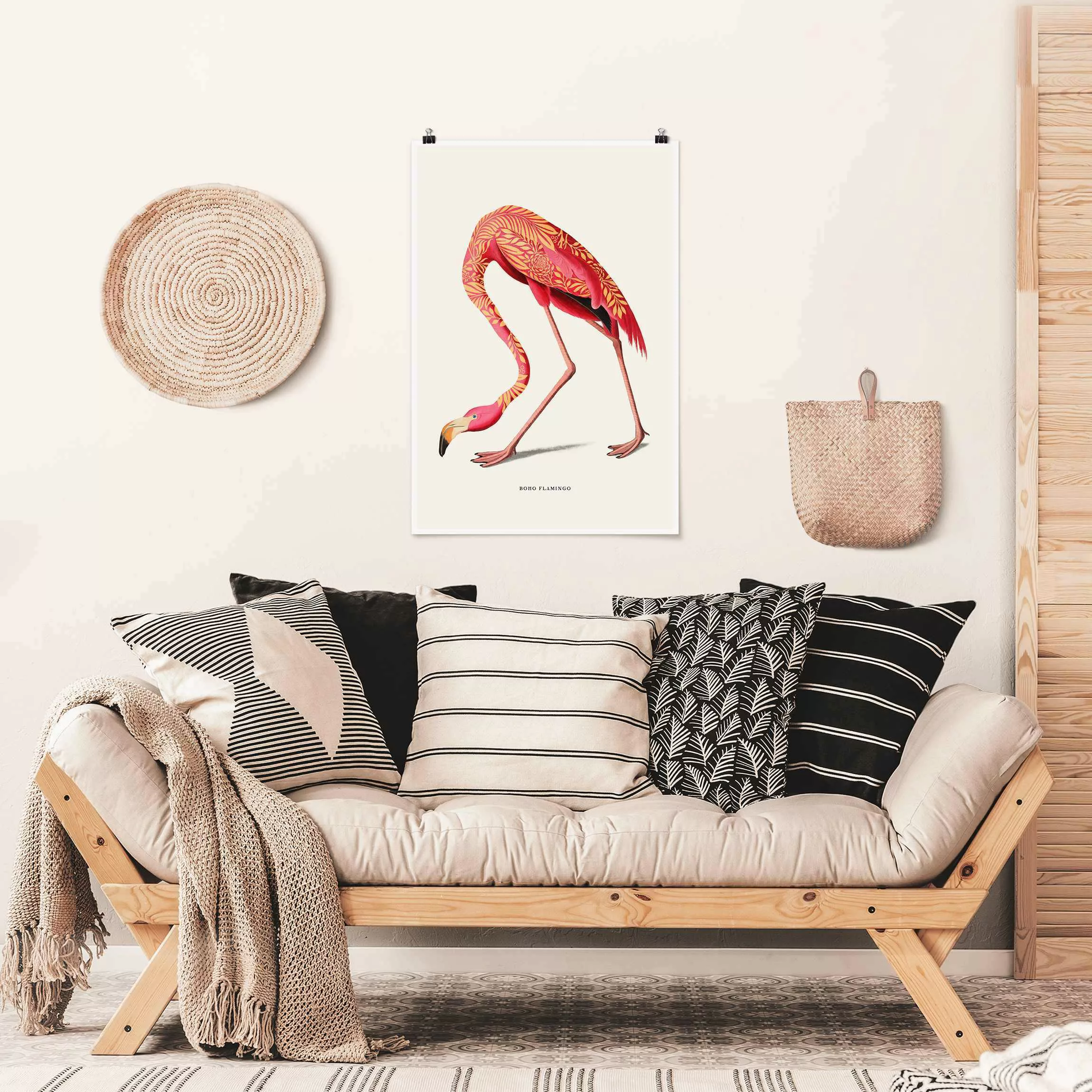 Poster Boho Vogel - Flamingo günstig online kaufen