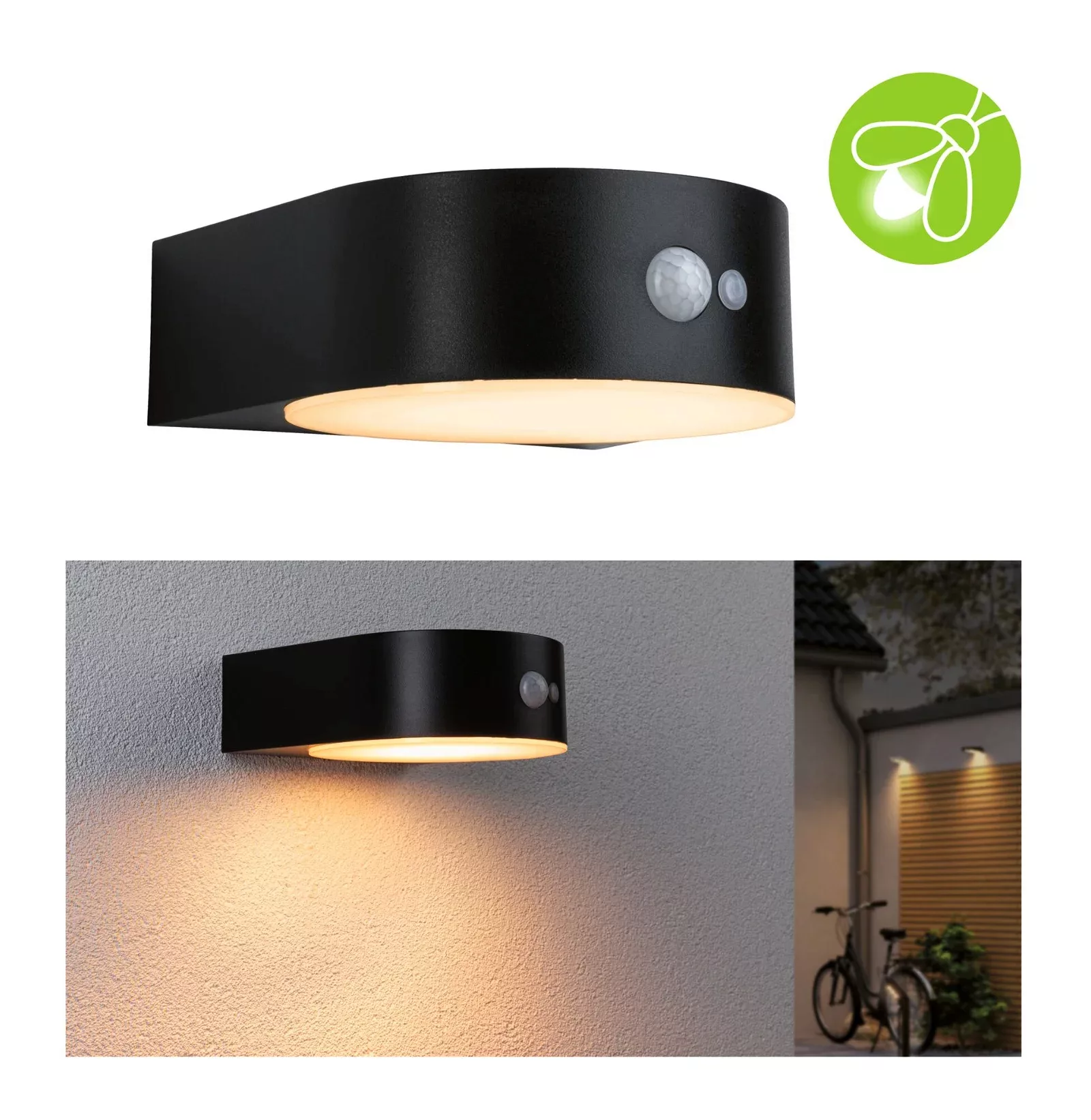 Paulmann LED Außen-Wandleuchte "Solar Eileen IP44 2200K 300lm Schwarz", 1 f günstig online kaufen