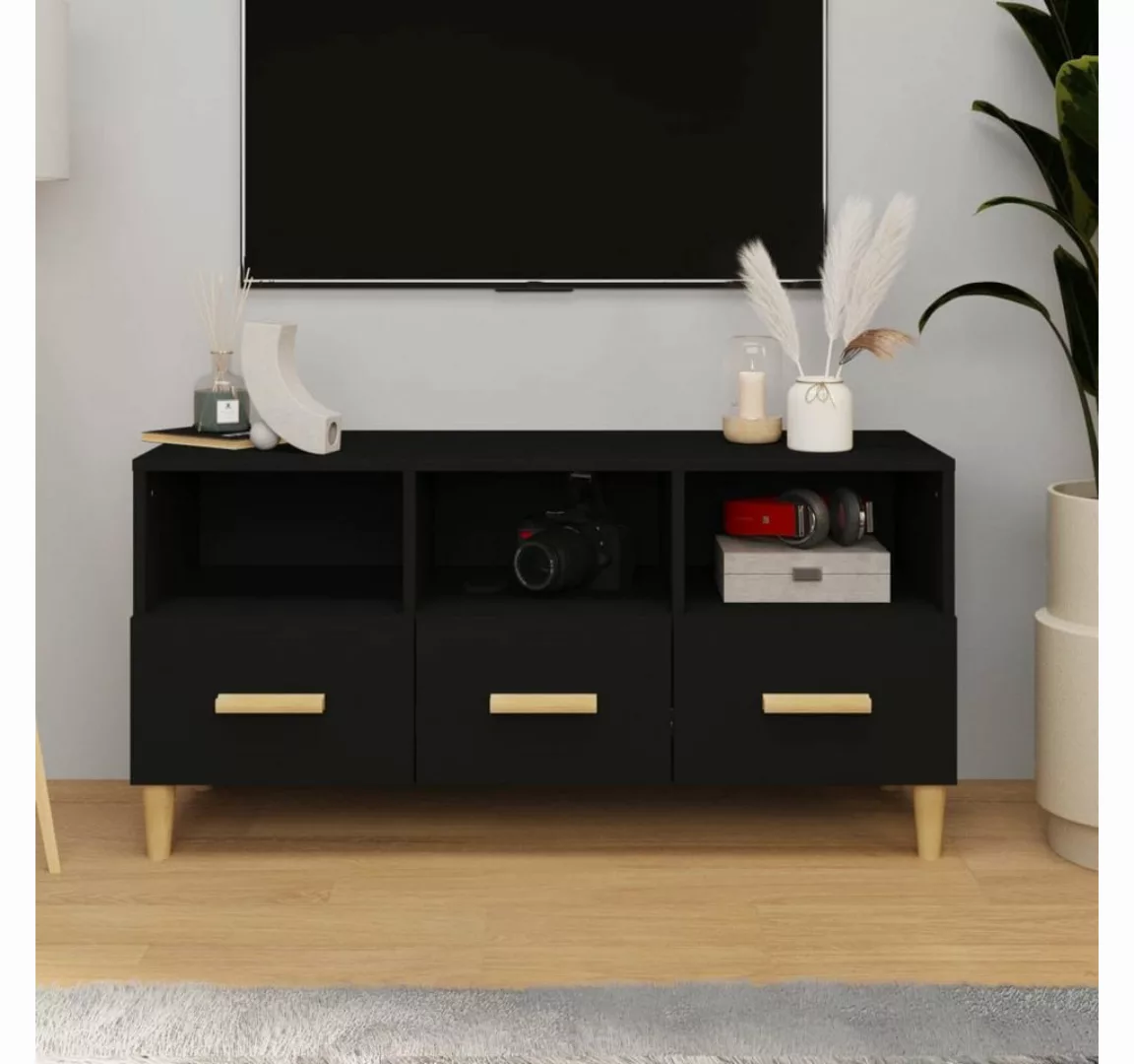 furnicato TV-Schrank Schwarz 102x36x50 cm Holzwerkstoff günstig online kaufen